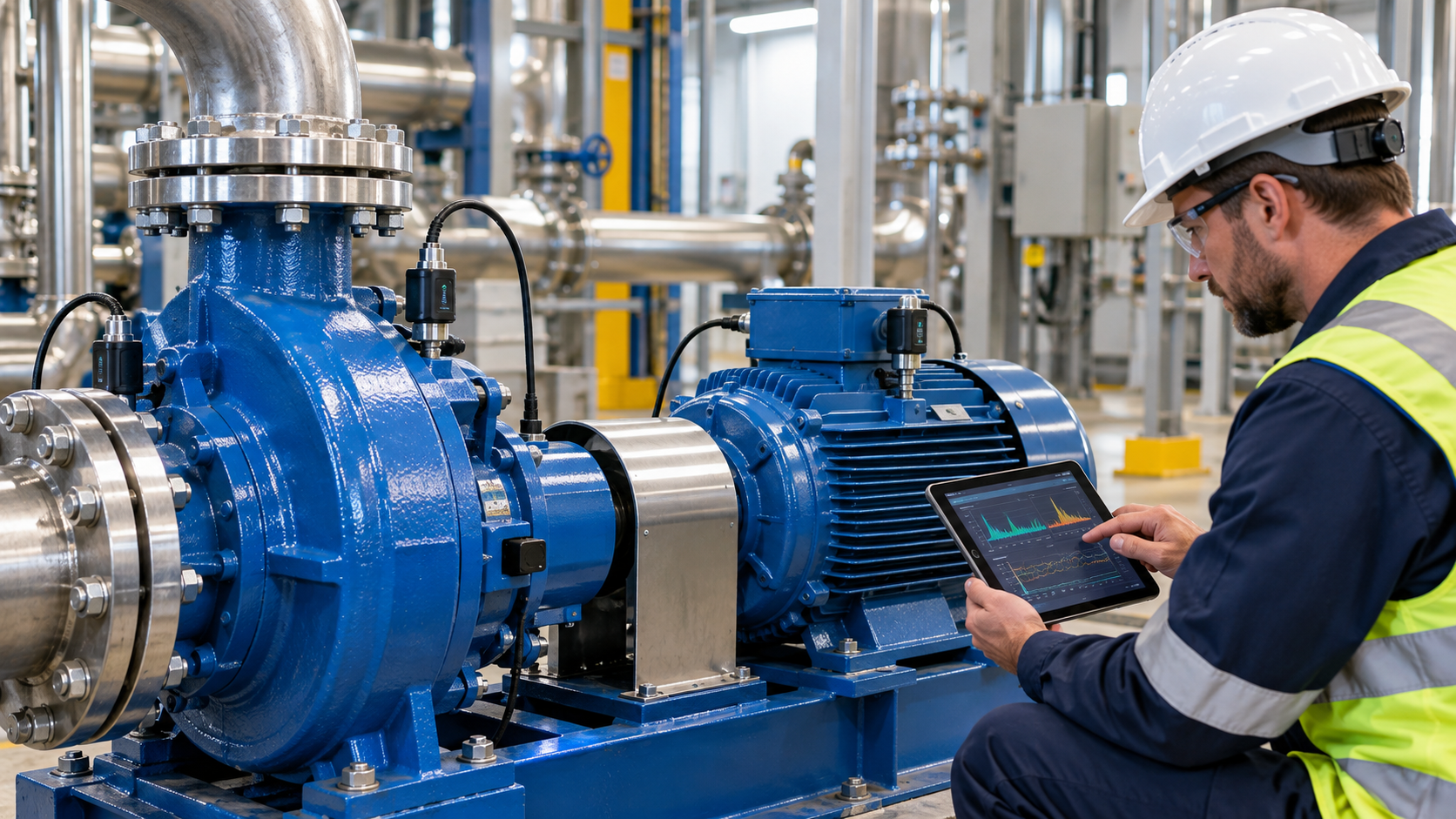 Vibration monitoring + predictive maintenance — 50% fewer failures, 30% longer pump life, 25% lower costs