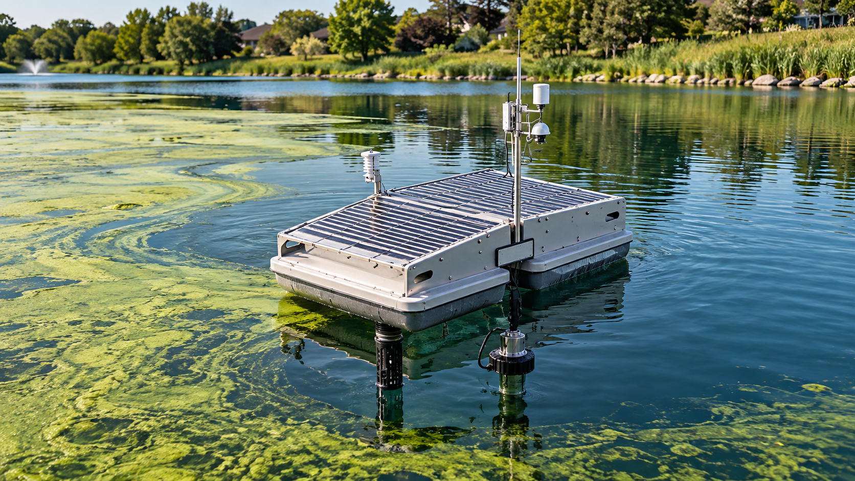 Ultrasonic algae control system — 80% algae reduction in 3 months, reduced chemical dependence
